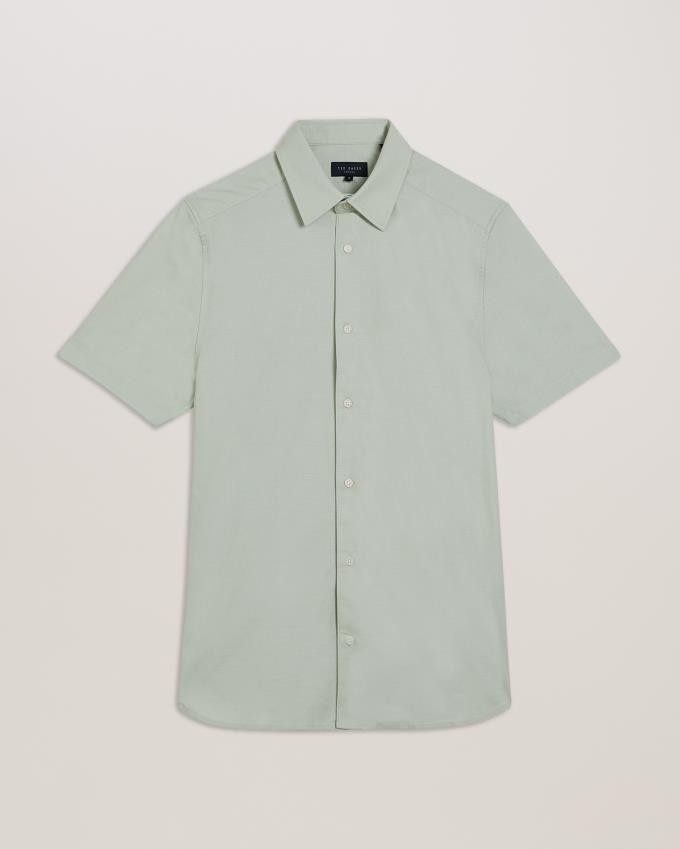 Chemises Ted Baker Short Sleeve Cotton Oxford Vert Homme | BAY-49650222